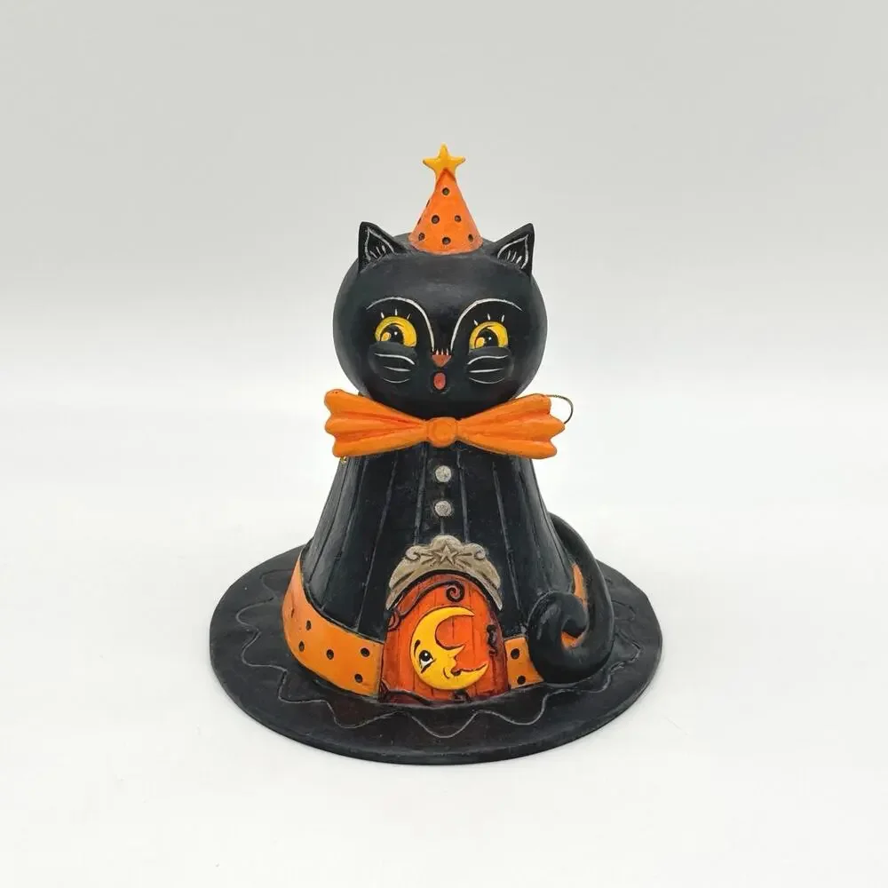 Bethany Lowe Johanna Parker Hocus Purrocus Black Cat Hat Container Halloween NEW